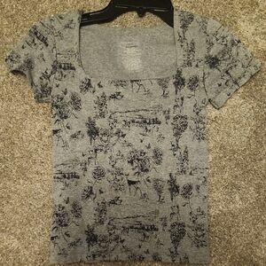 Gray and Black Fitted Short Sleeve T-Shirt